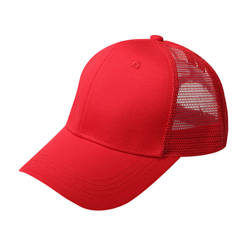 Wholesale Mesh Cotton Back Opening Solid Color Ponytail Baseball Cap